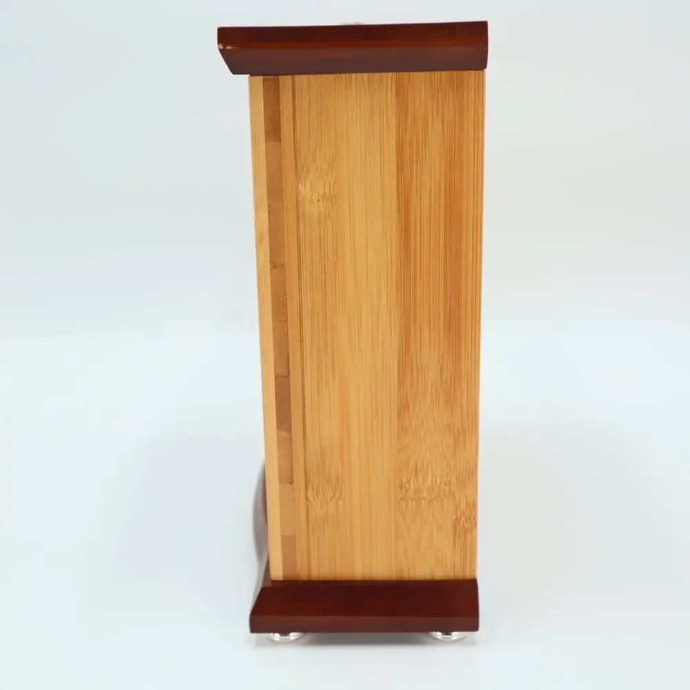 Bulova Empire Bamboo Mantel Clock Quartz 9.5 x 10 Inches Brown Silver